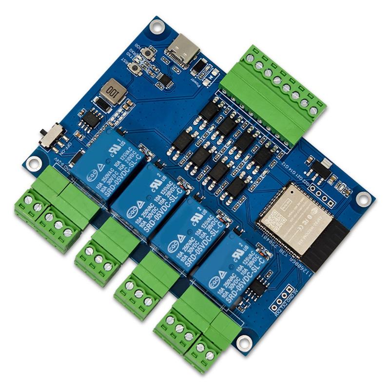 

2025 Trend Wireless ESP32 RS485 Modbus Relay Module With 4 Channel, TYPE-C 7-24V, And CH340 For Modbus синій