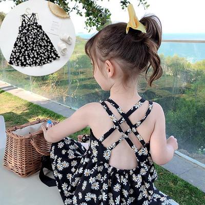 Neue Kinder Mädchen Spleißen Daisy Kleid Sommer Kinder Rückenfreie Kleider Kind Kostüme Outfits Strand Kleidung Baby Mädchen Kleidung