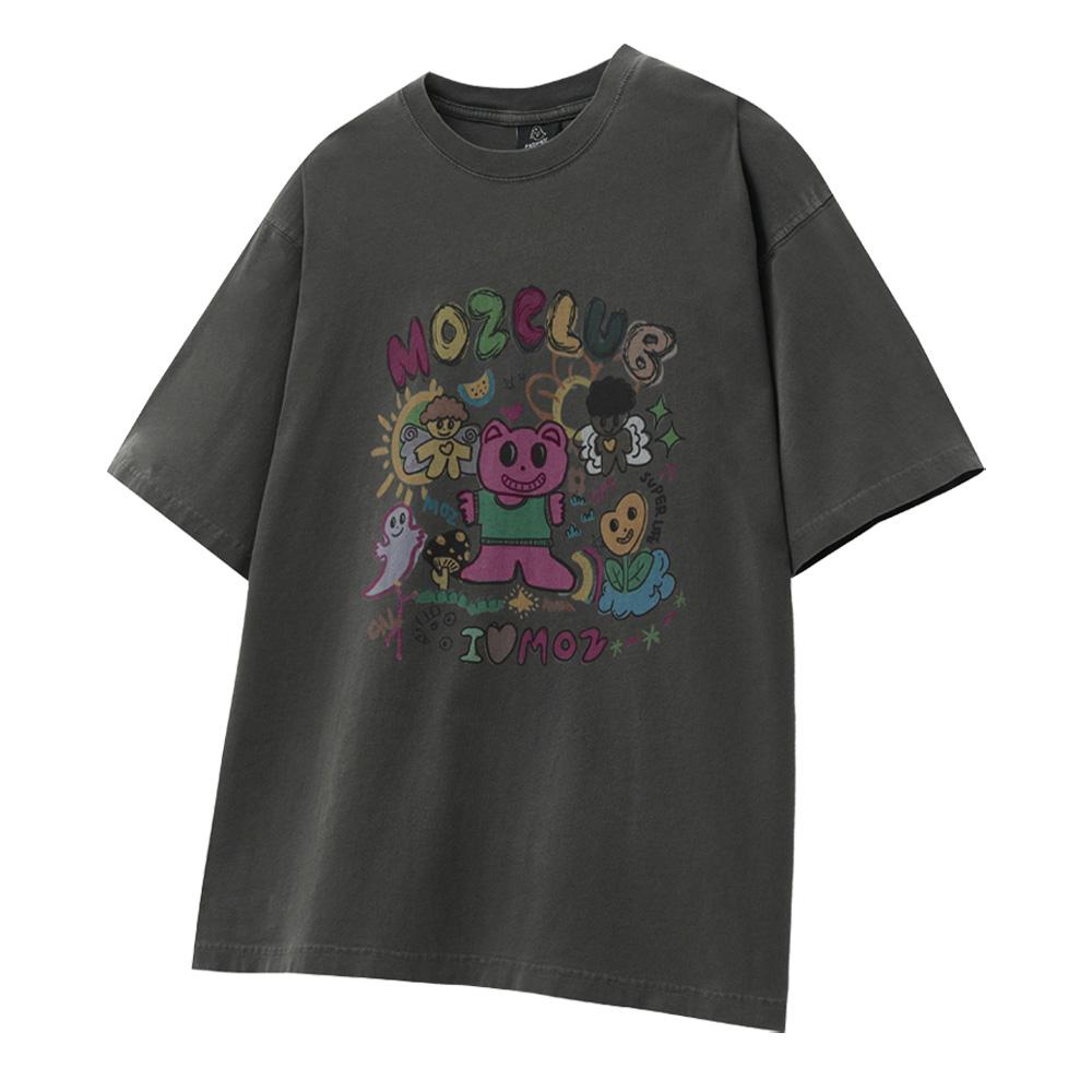 MOZMOZ [Set] Graphic Pigment Oversized Short Sleeve T-Shirt Part05