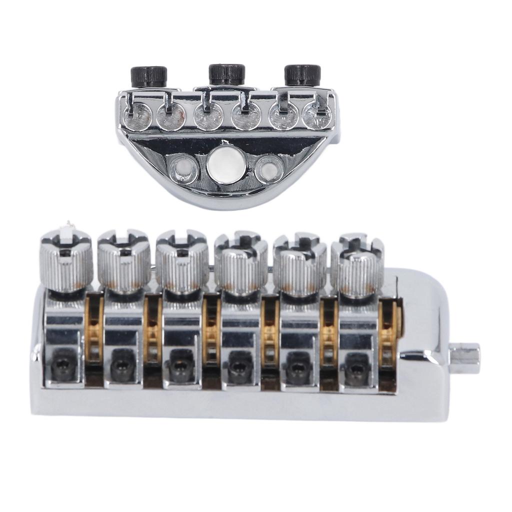 Headless Bridge Silver Color Alloy Steel 6 String Guitar Bridge Replacement for Practice