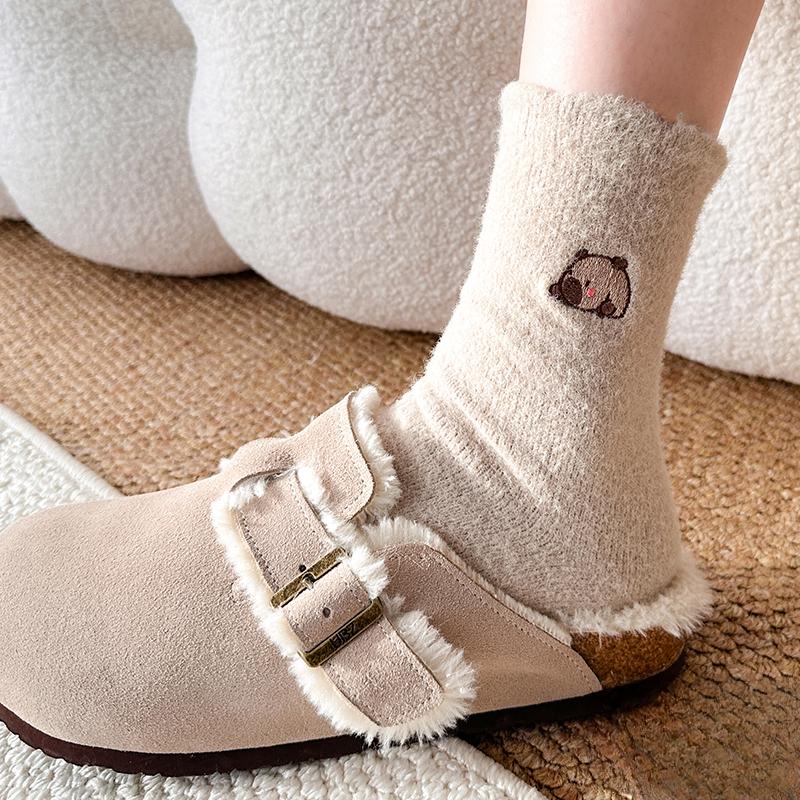 

Бархатные носки для женской осени и зимы, носки до середины икры, утолщенные теплые носки для пола, австралийские бархатные носки для сна после родов 1 pair