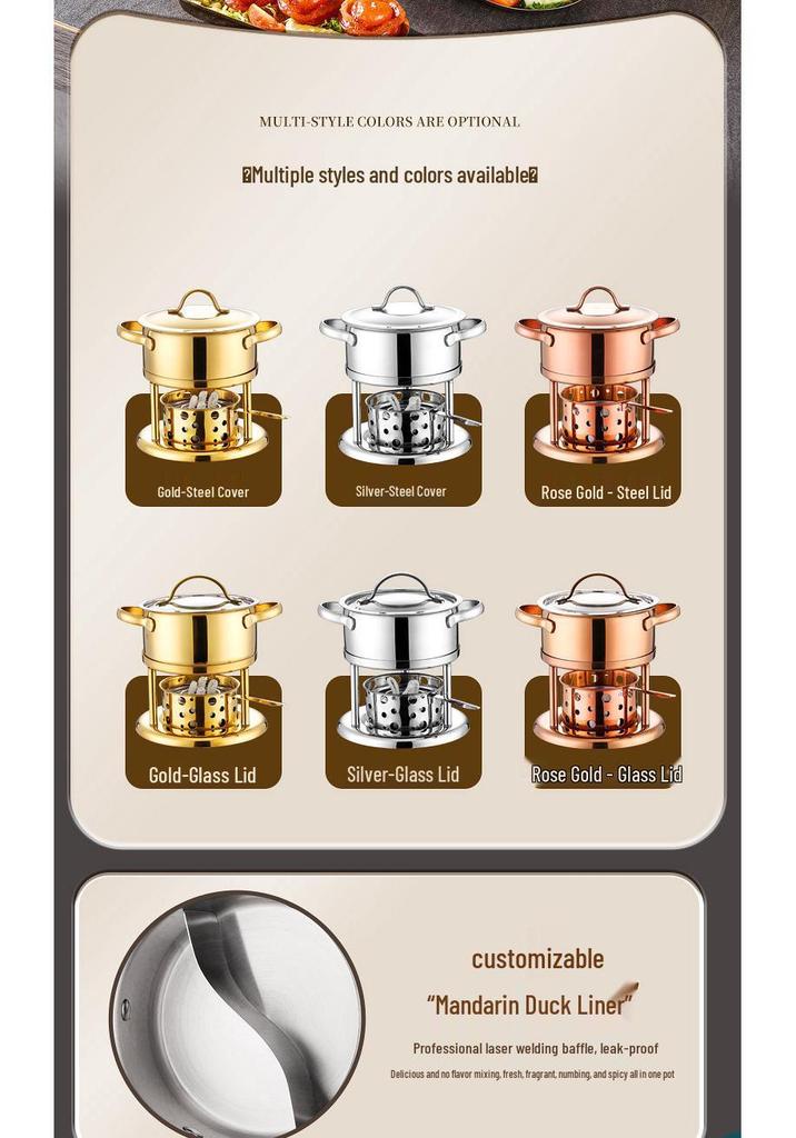 Stainless Steel Single-Person Hot Pot with Alcohol Stove - Portable Self-Service Shabu-Shabu for Home or Restaurant Use