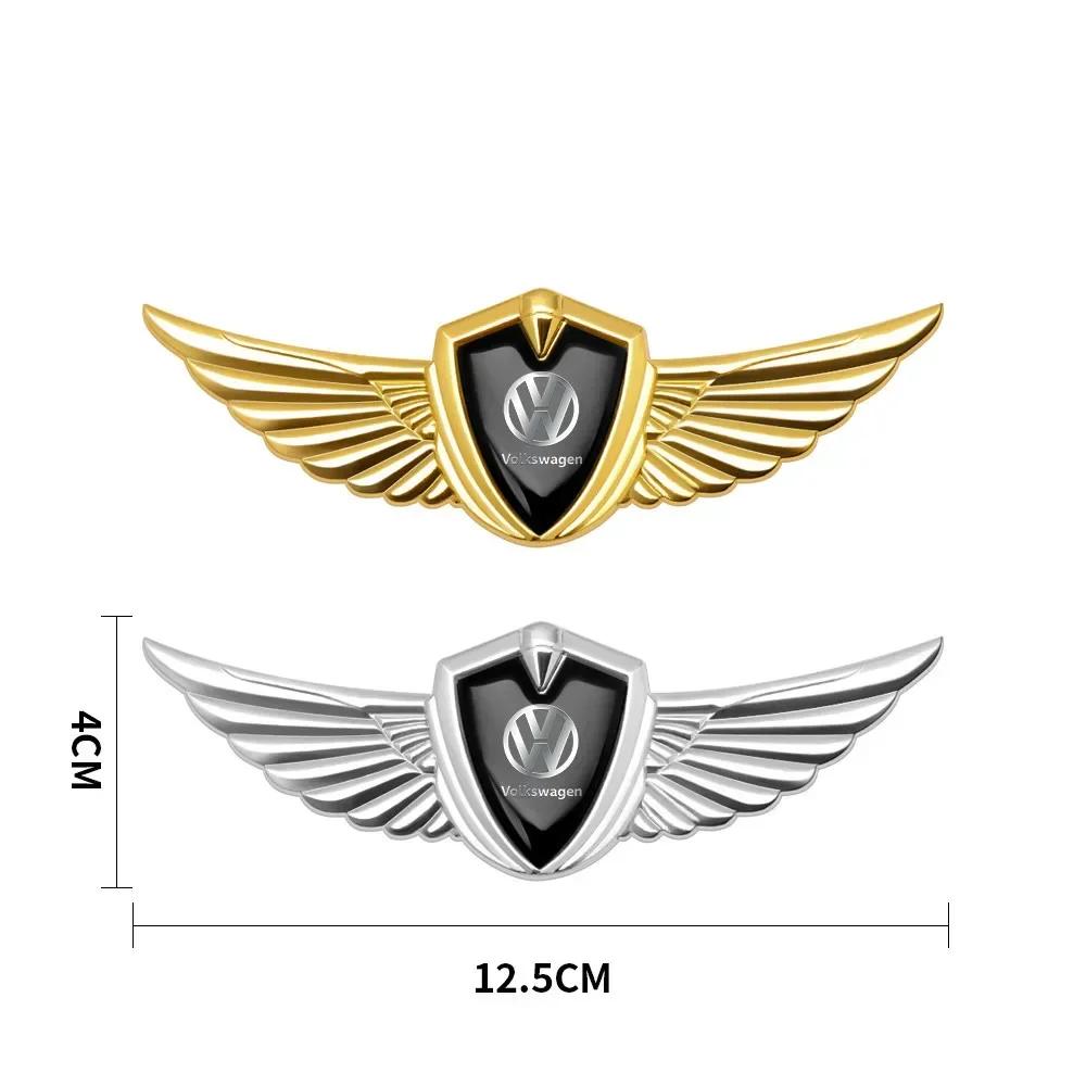 T243D Metal Wings Car Styling Side Mark Window Body Sticker Decals For VW Volkswagen Golf Polo Passat Touran Jetta Accessories