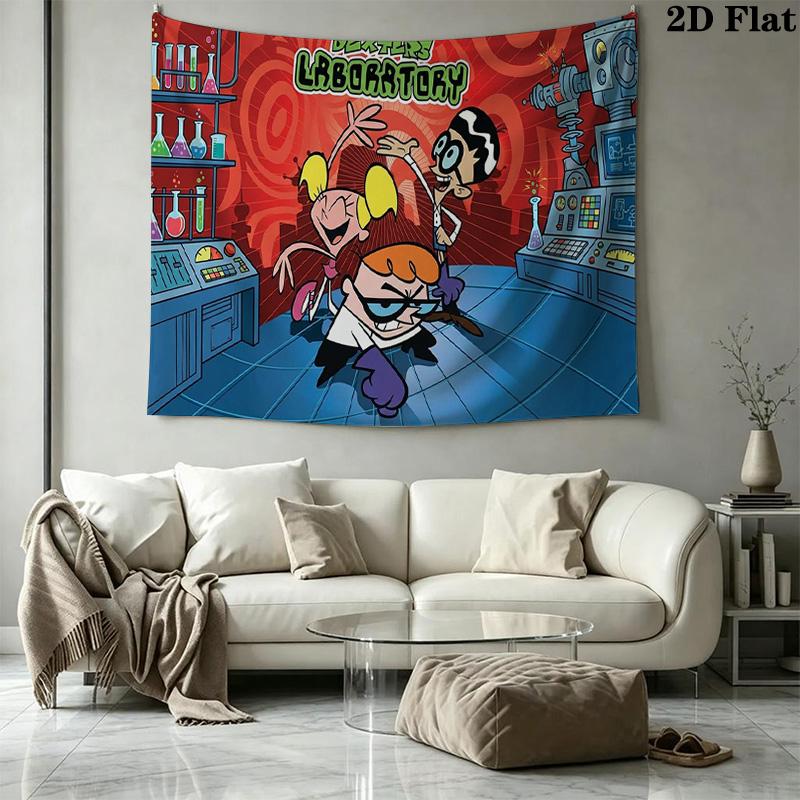 Dexter 's laboratory Wall Tapestry Aesthetic Wall Hanging Printed Fabric Blanket Decorative Tapestries for Bedroom Living Room Home Decor
