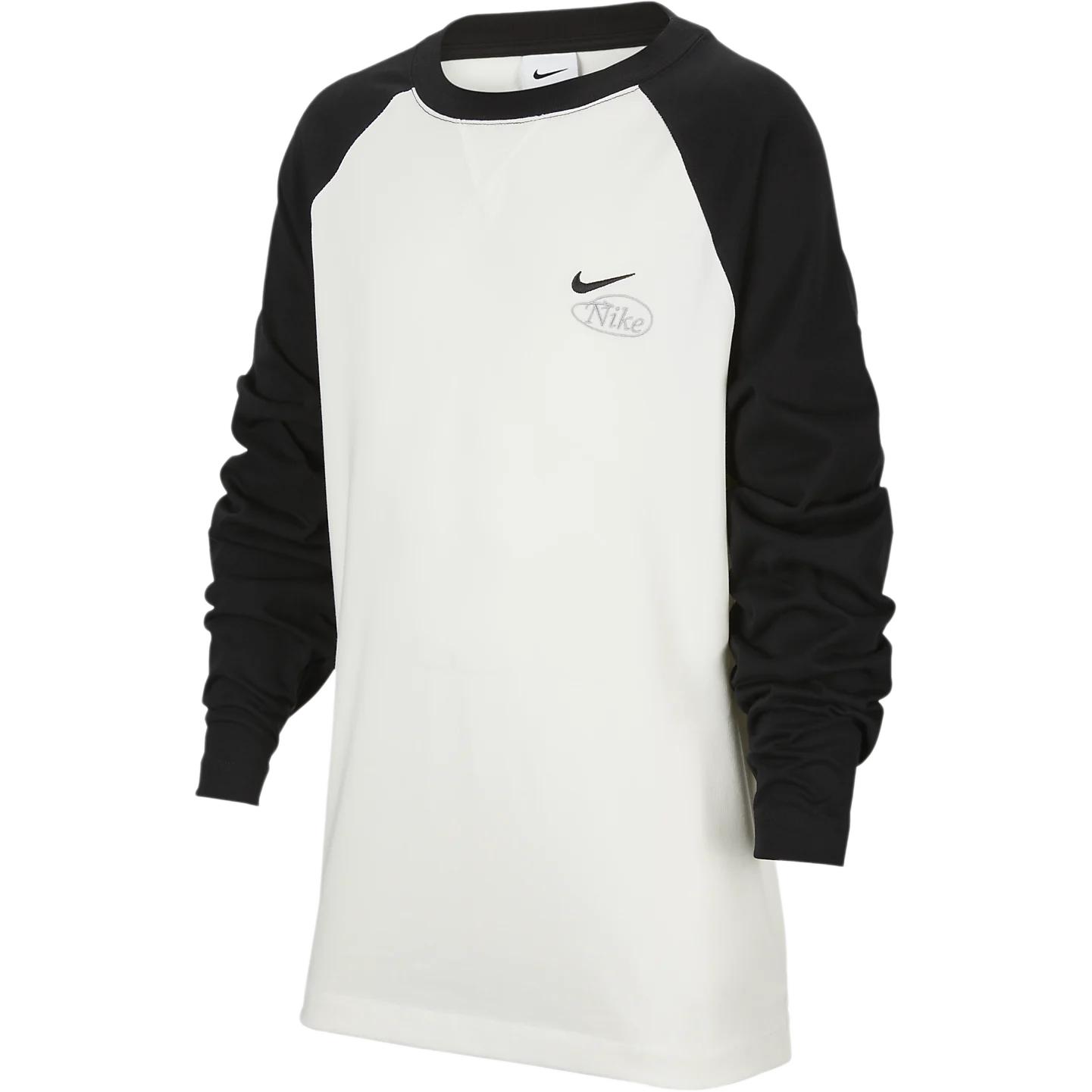 

Nike Dri-Fit Athletics Comfortable Soft Loose Round Neck Quick-Dry Long Sleeve T-Shirt Unisex Tops Sail-White Black HQ4742133 S