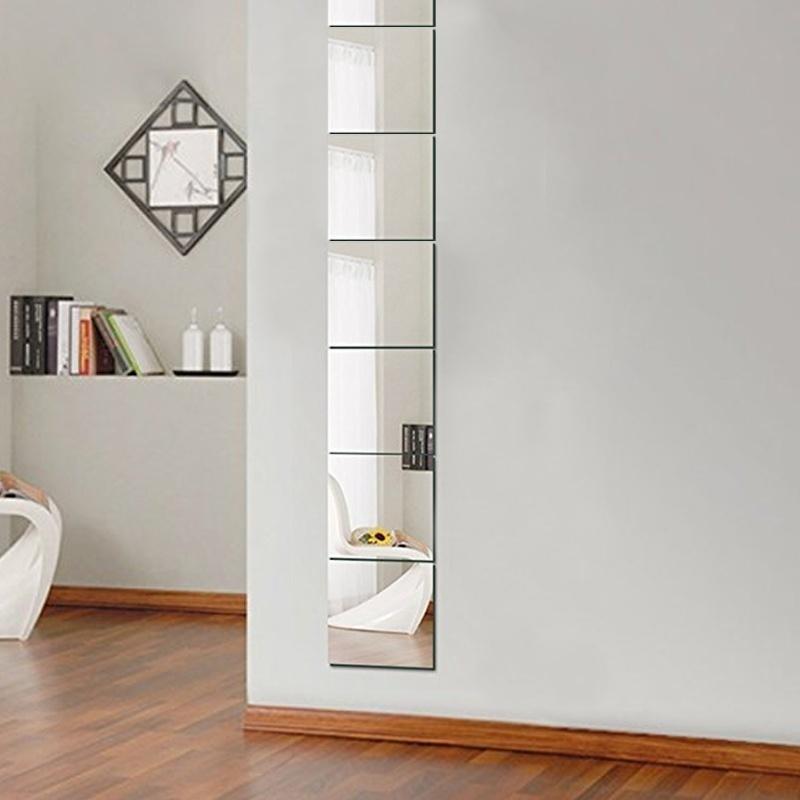 

1/5/9 шт. Квадратная зеркальная плитка Наклейки на стену Мозаика Комната Макияж Декор Самоклеящаяся плитка 3D Зеркальные наклейки на стену 9pcs белый