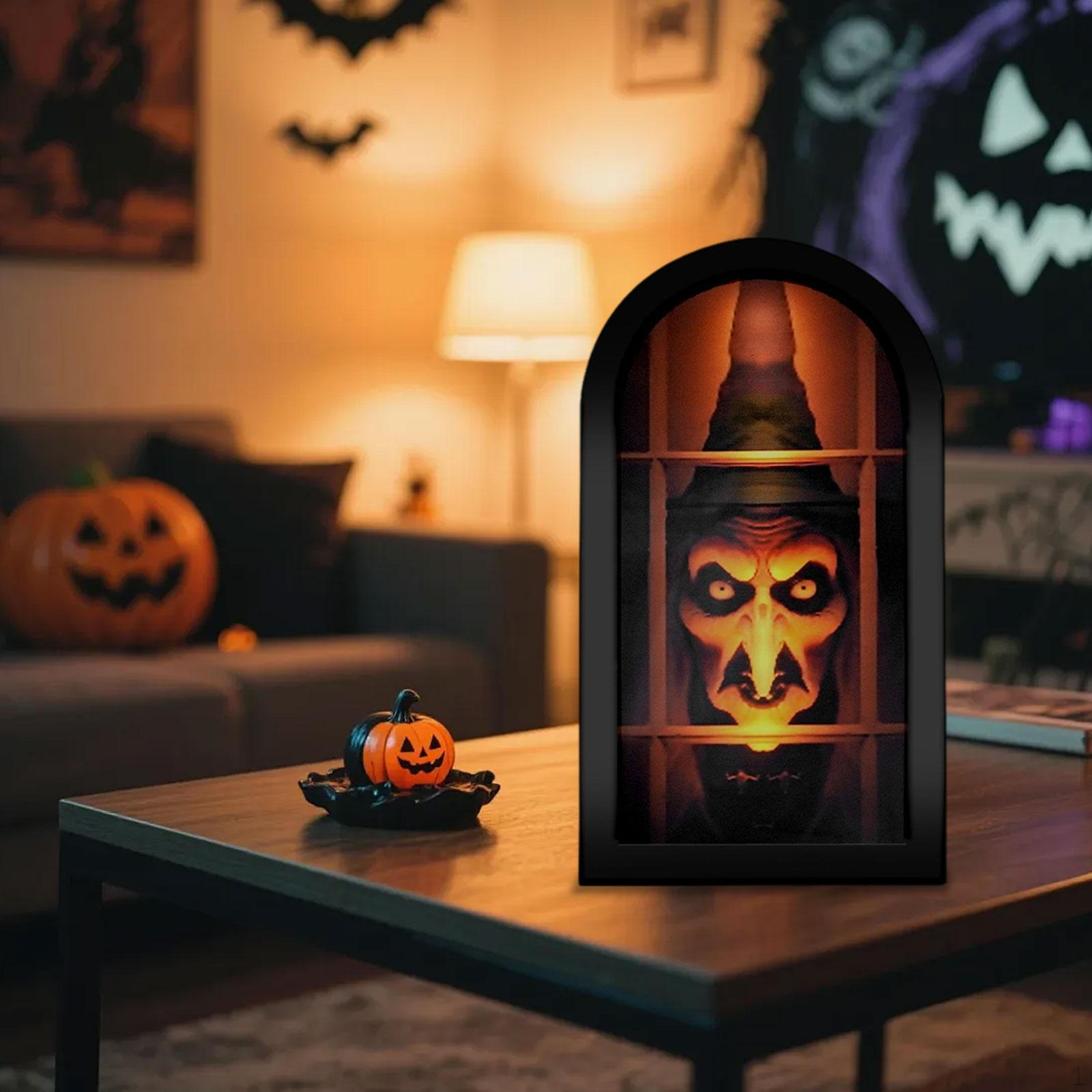 

Halloween Novelty Witch Mirror Decoration with Creepy Eyes Eerie Tabletop Decorative