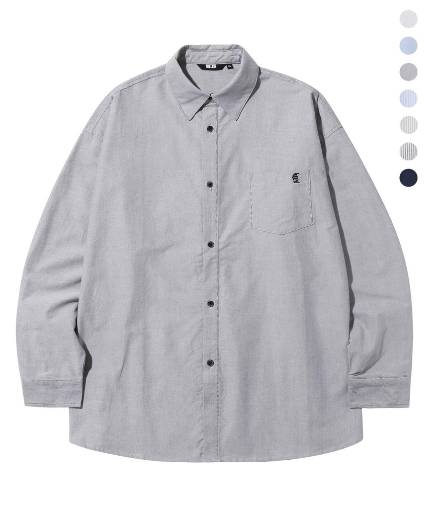 TRILLION City Boy Boat Embroidery Oxford Oversized Shirt_7 Colors (Type A)
