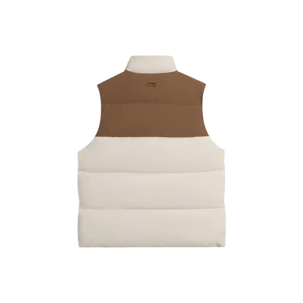 Li-Ning Sport Lifestyle Series Patchwork Design Brand Logo Printed Down Vest Men Vests Off-White AMRS017-2