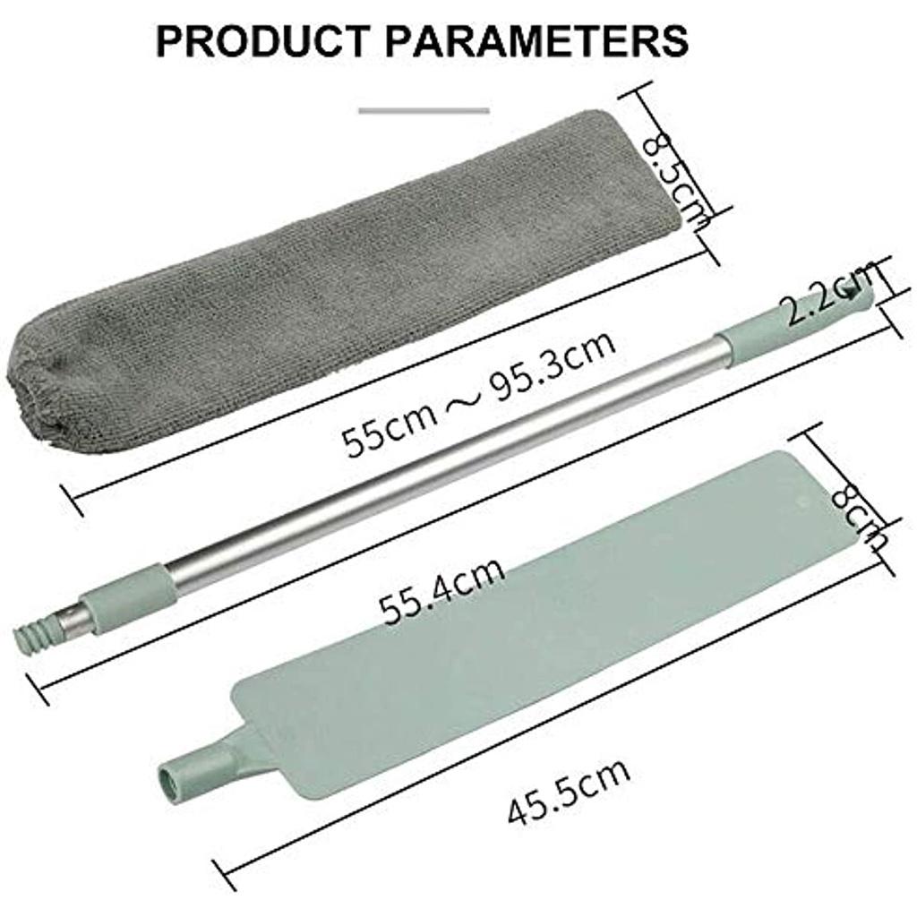 Huifengjie Bettpuderbürste, verstellbarer Mopp mit langem Griff, für die häusliche Staublücke am Sofabettboden, einziehbare Staubentfernungsbürste, Nass- oder Trockengebrauch