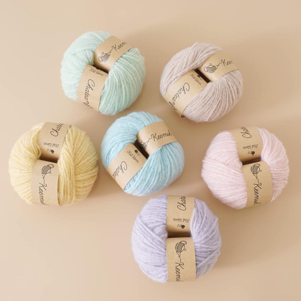 Raw Wool Knitworm Yarn Chatty Fluffy Medium 30g Nuts 10-Ball Set, Yarn, Weight, (approx. 84m), 100% Polyester, 1.