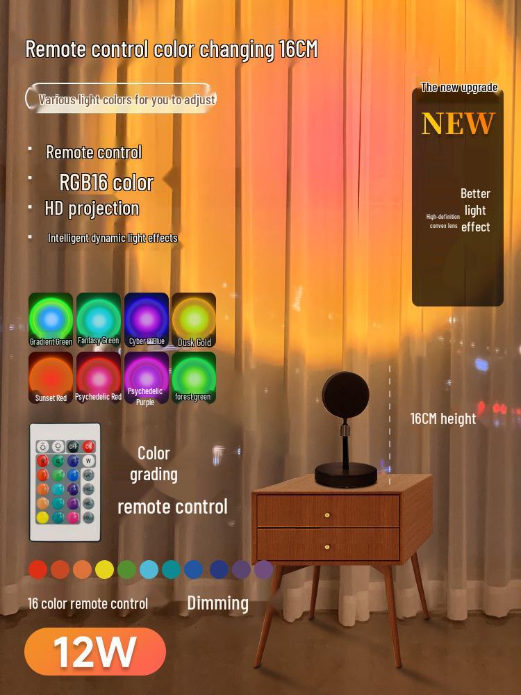 Атмосферная лампа «Закат»: Светодиодная проекция заката для спальни и фотографии