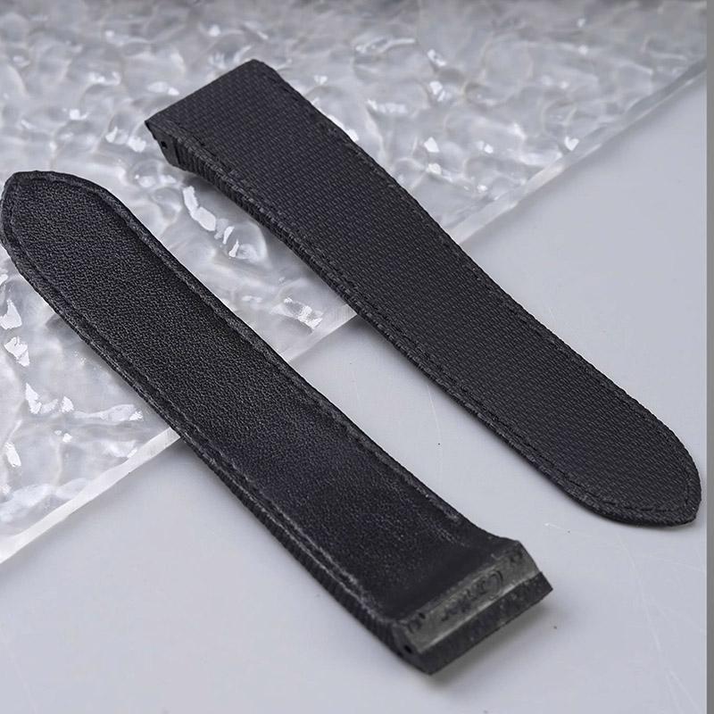 20mm 23mm Kundenspezifisches FKM-Gummiarmband für Cartier Santos Neues Fluorkautschuk-Uhrenarmband Tank SANTOS 100 Uhrenarmband mit Lederunterseite