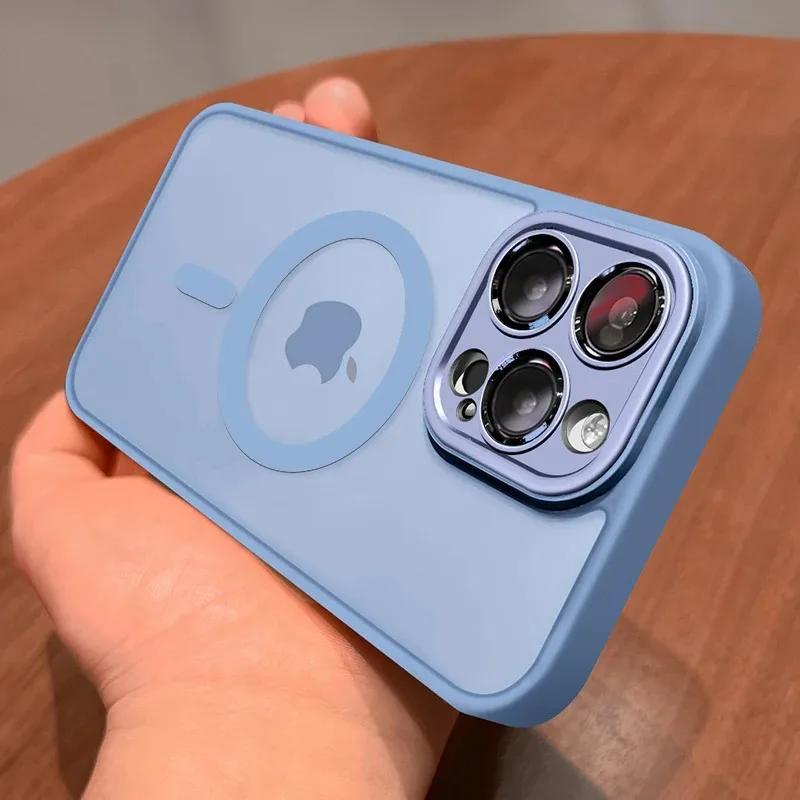 Slim Clear Magsafe Case for iPhone 15 16 Pro Max 13 12 11 14 Plus Cases Magnetic Wireless Charge Translucent Shockproof Cover