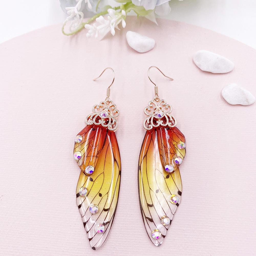 Fashion Jewelry Butterfly Earring Fairy Simulation Insect Wing Hook Earring Translucent Cicada Wing Drop Earrings Woman Jewelry