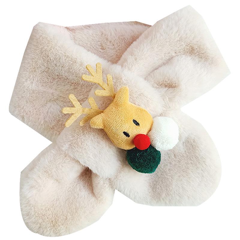 Koreanischer Weihnachts-Rentier-Schal für Kinder - Winterlicher Plüsch-Bommel-Schlauchschal für Jungen & Mädchen.