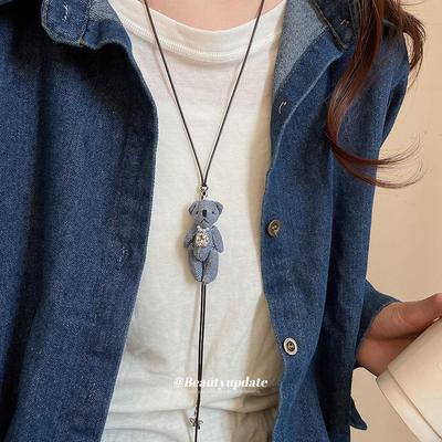 Cartoon Cute Little Bear Pendant Sweater Chain - Unique European & American Style Necklace, Creative & Versatile Jewelry