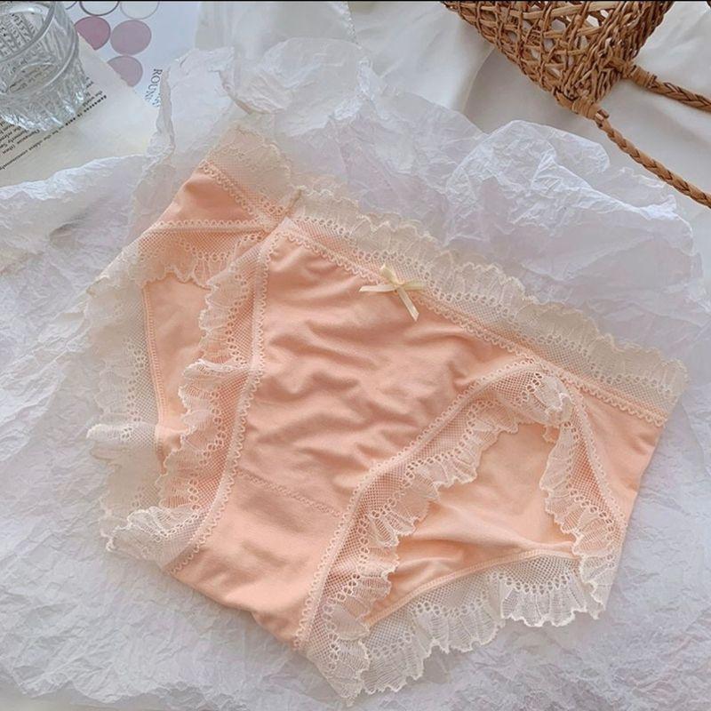 

Женские трусики из модала с низкой талией и кружевной отделкой - мягкие, с высоким разрезом, шаговый шов из чистого хлопка L оранжевый