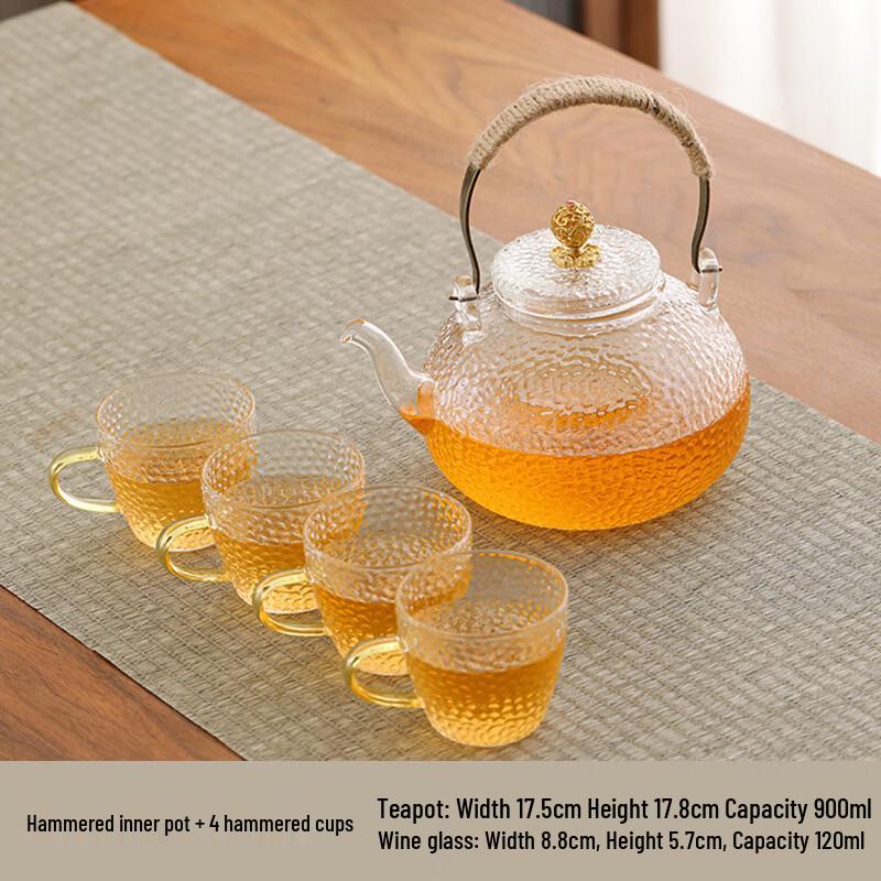 Qunrong Chinese Glass Teapot Set with Candle Warmer