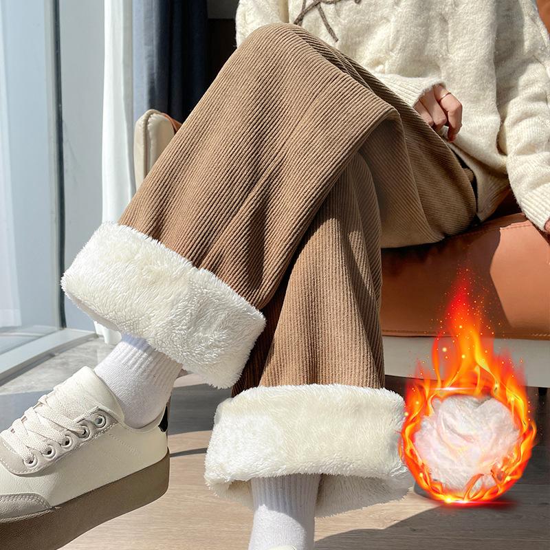 Women High Waist Casual Loose Pants Straight Wide Leg Female Thick Baggy Trousers