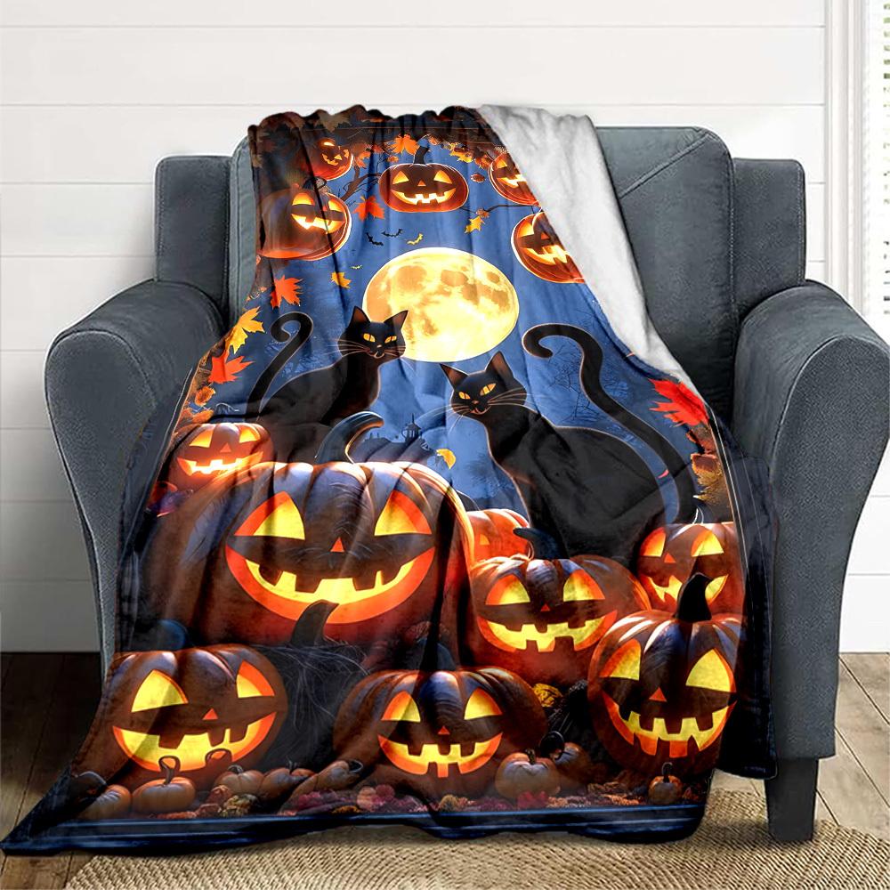 

1pc Halloween pumpkins Blanket Lightweight Flannel Blanket Throw Blanket For Sofa, Bed, Travel, Camping, Livingroom, Office yy251015192 75x90cm