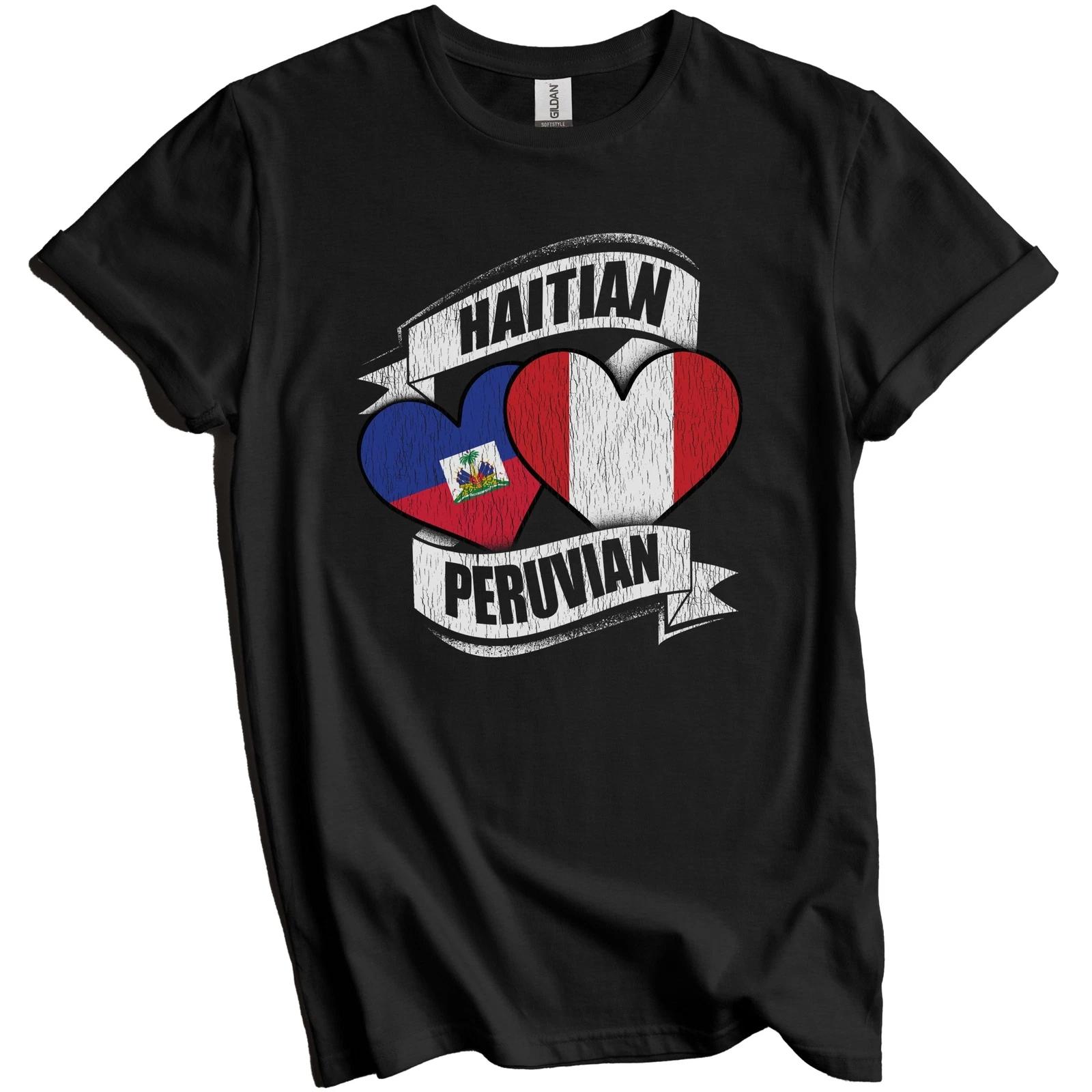 Haitian Peruvian Hearts Haiti Peru Flags T-Shirt 3XL