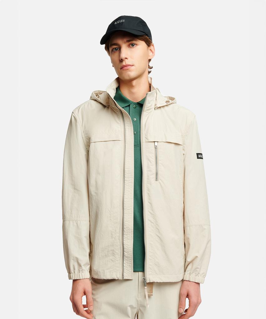 Aigle Men'S Lightweight Hooded Short Parka Jacket Aas26Mout012Sab