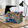 2D Flat, 1pc Napkin Box, 2D Plane, Double-Sided Printing, 1pc Napkin Box Cover with Vibrant Leopard Face - Multifunctional Tissue Box, Suitable for Ho