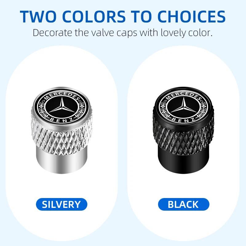 4Pcs Car Tire Valve Stems Cap Knurling Style Tire Valve Cap for Mercedes Benz AMG Brabus Maybach Smart W205 W204 GLC CLA GLK