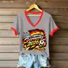Women Casual V Neck Short Sleeve T Shirt Letter Print Loose Fit Lightweight Soft Fabric Comfortable Summer Top