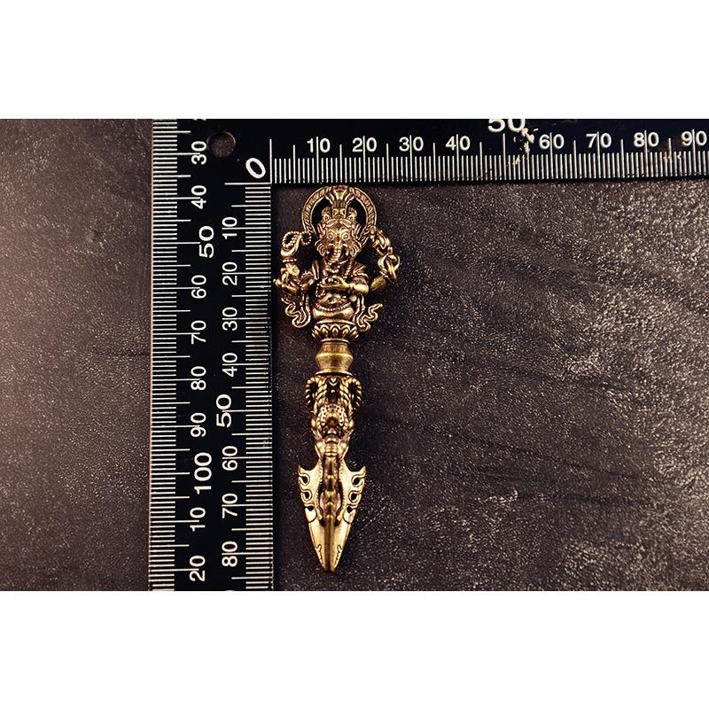 Solid Brass Tibetan Vajra & Kila Ritual Set - Ganesha Engraved Buddhist Altar Object for Home Shrine Meditation Collection