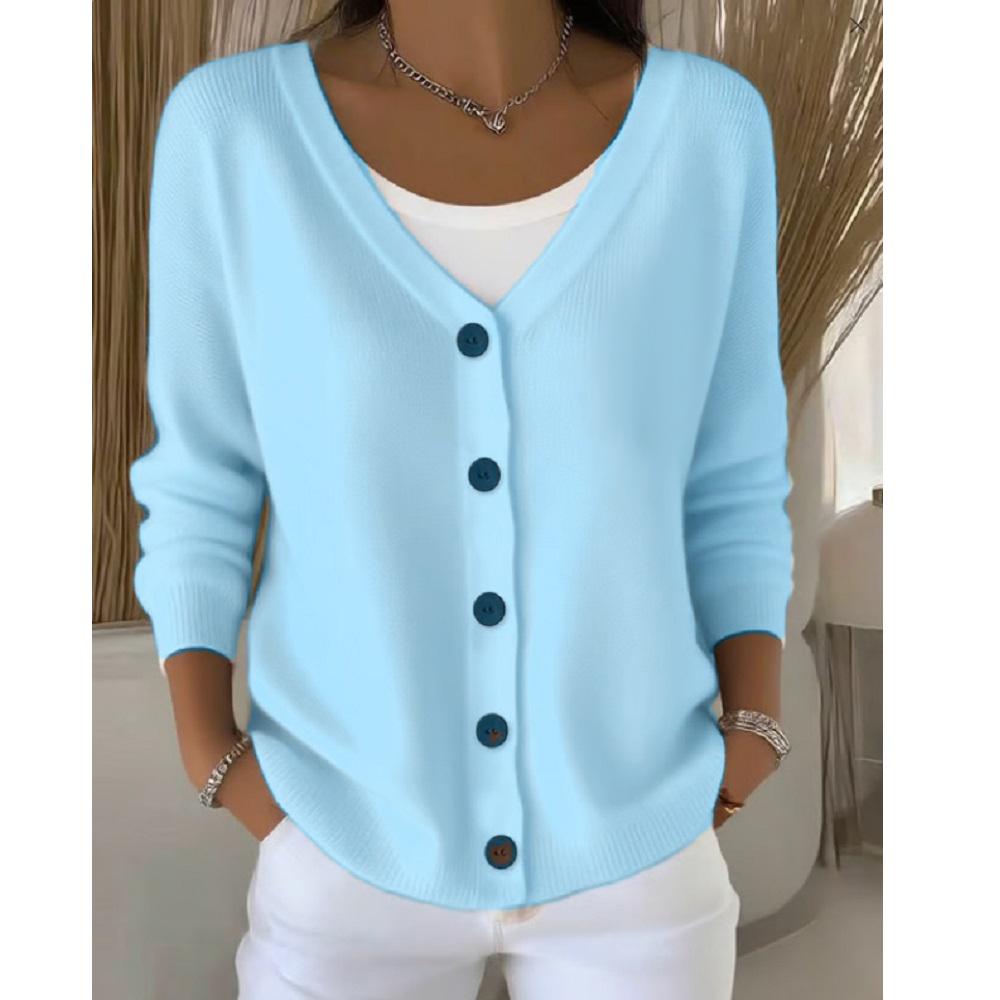Women Single Breasted V-neck Long Sleeve Sweater Cardigans Coats Long Sleeve Knitted Outerwear Jackets