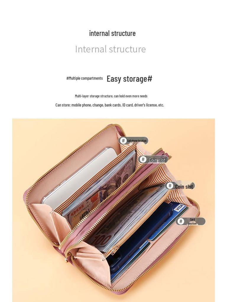 Women's Double Zipper Long Wallet & Clutch – Large Capacity Coin Purse, Multi-Purpose Phone Bag, & Card Holder