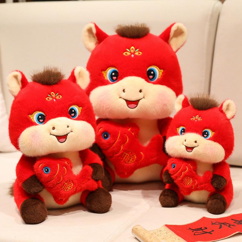 New Year Prosperity Horse Plush Doll - Cute Mascot Gift for Year of the Horse