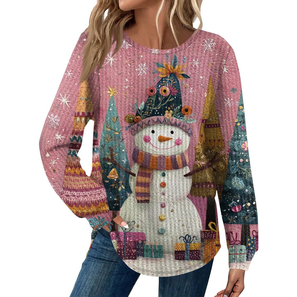 Dámská móda Dlouhý rukáv Vánoční Volný Dlouhý rukáv Kulatý výstřih Ležérní Top