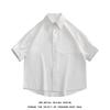 Men Solid Color Loose Casual Short Sleeve Turn Down Collar Shirt