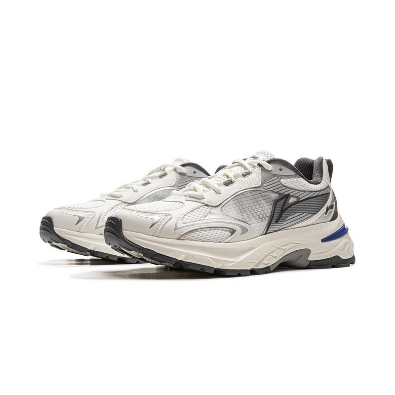 New LiNing Shock Absorbers Slip Resistant Abrasion Resistant Low Top Chunky Sneakers Men's White Silver AGCV275-1