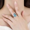 Sea Blue Water Drop Ring Necklace Stud Earrings Retro Jewelry Topaz Ring Set