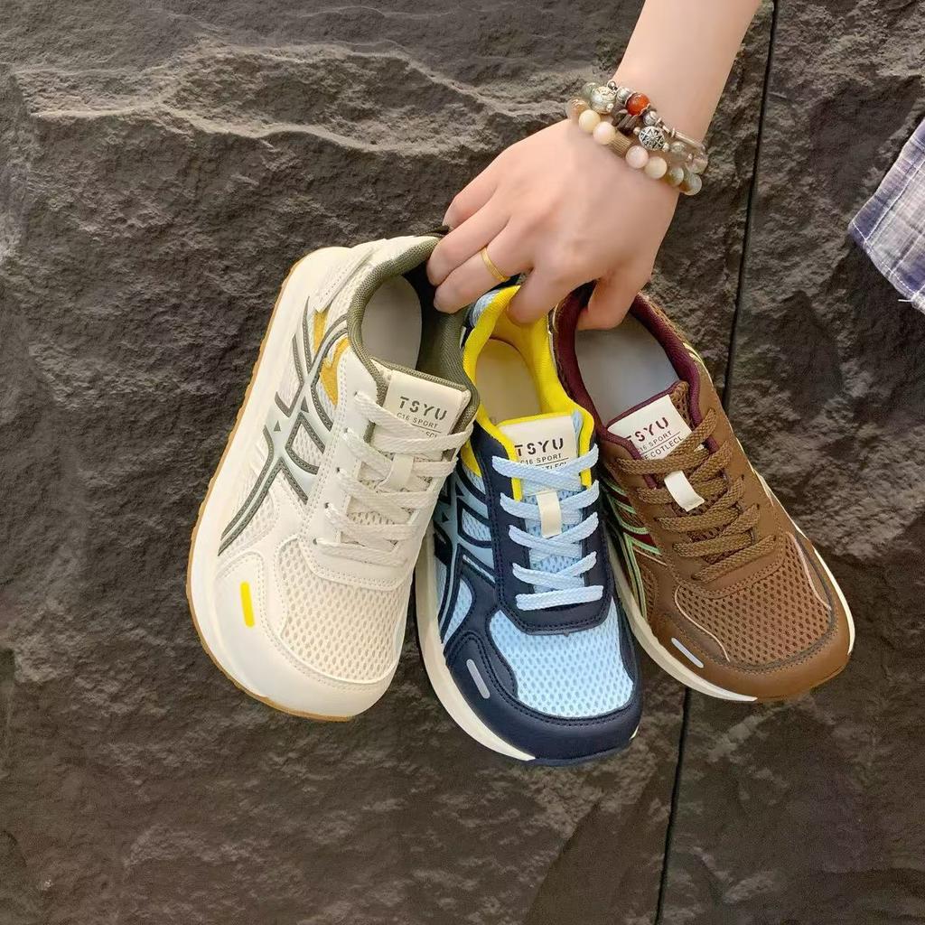 thick-soled contrasting color splicing German training shoes women's 2025 new retro versatile mesh outdoor mountaineering Forrest Gump shoes