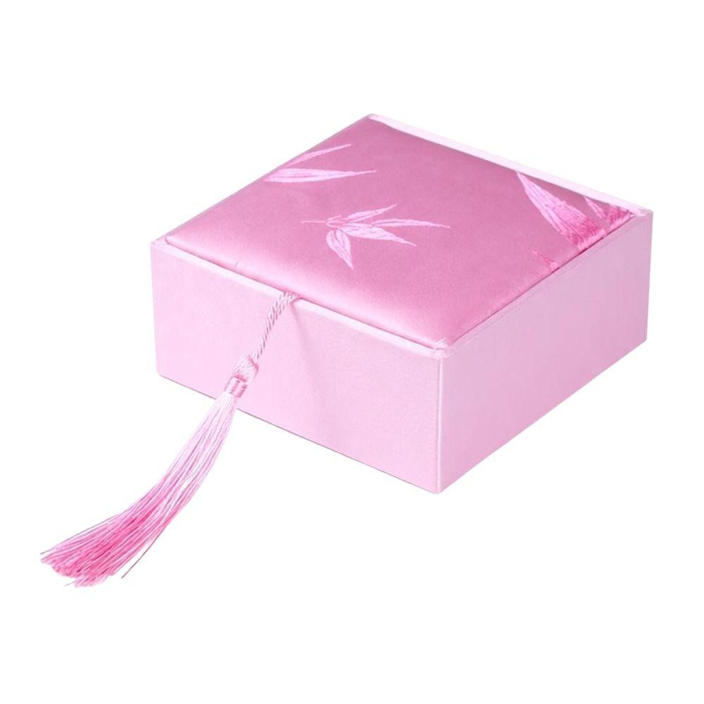 Chinese Style Vintage Tassel Jewelry Box Bamboo Leaves Damask Jewelry Storage Box High-quality Jewelry Packaging Box