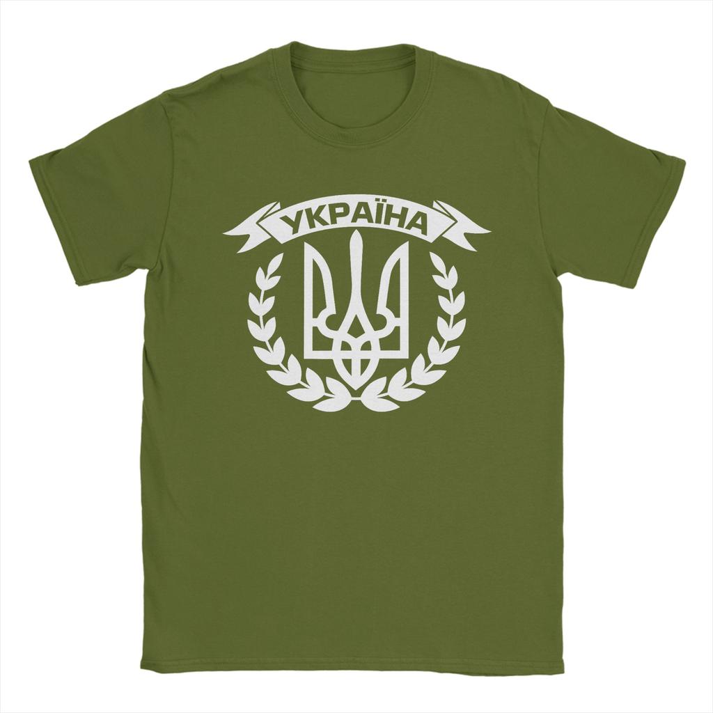 Ukraine Ukrainians Ukrainian Kiev Trysub Flag T Shirts for Unisex Cotton Vintage TShirt Round Neck Tees Short Sleeve Tops Gift