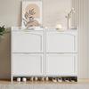 Modern Shoe Cabinet, with 4 Flap Compartments, Open Shelves, for Entrance Area or Hallway, White, Dimensions: W110/H90/D24 cm(OLD SKU:N657P201550W)
