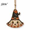Mummy And Owl Hanging Ornaments Halloween Wooden Decor, Ghost Black Cat Pumpkin Ornament, Rustic Vintage Decorative Pendants Wall Decor Gift Tags for