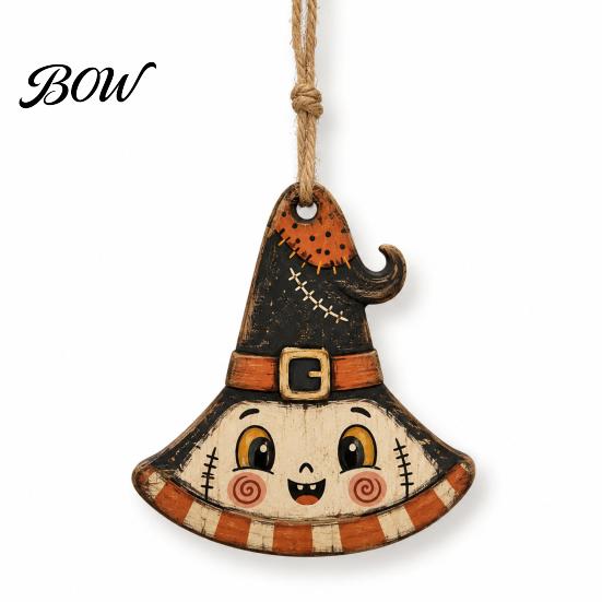 Mummy And Owl Hanging Ornaments Halloween Wooden Decor, Ghost Black Cat Pumpkin Ornament, Rustic Vintage Decorative Pendants Wall Decor Gift Tags for