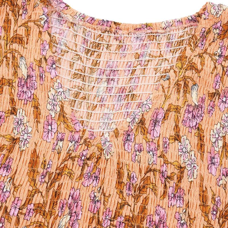 Sommerliches Freizeitkleid Neuer Druck V-Ausschnitt Flatterärmel Böhmischer Stil Kleid