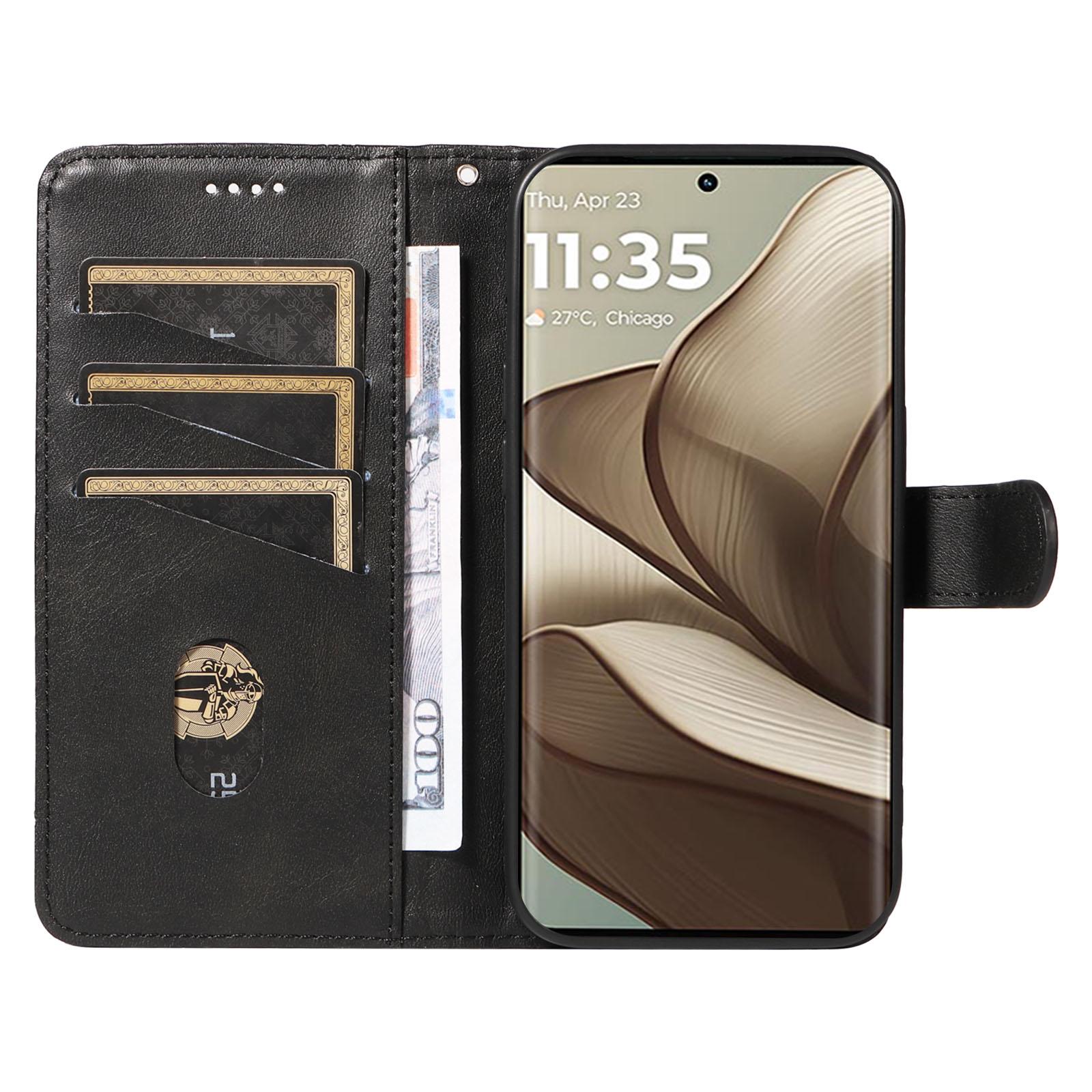 

For Motorola Edge 50 5G Case Flip Wallet T-Shape Lines Leather Phone Cover Yellow