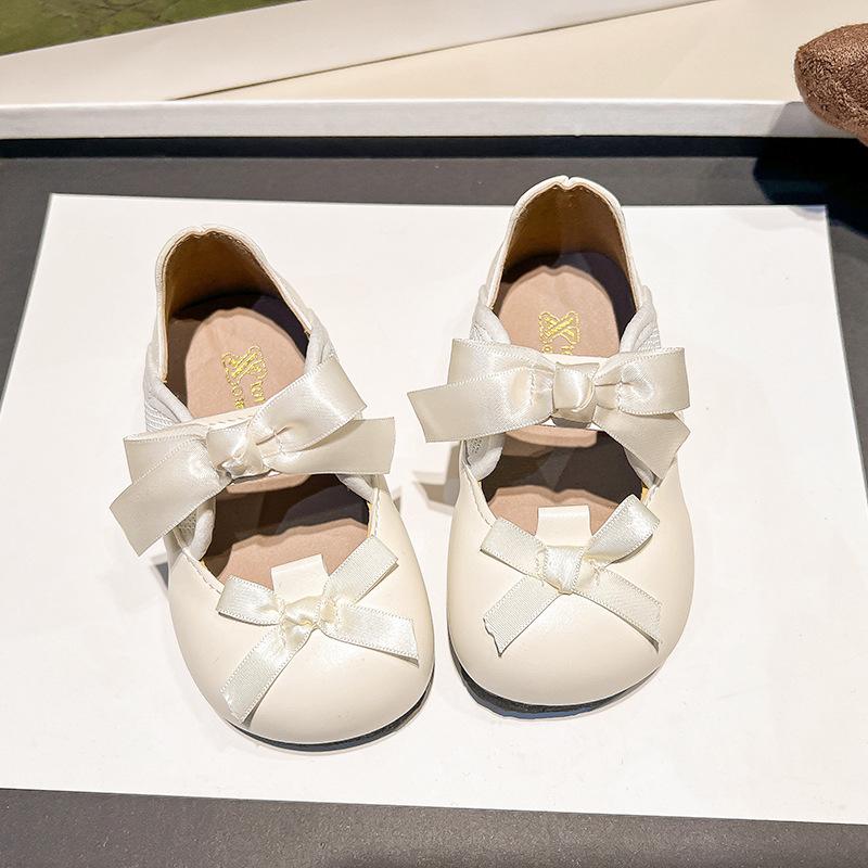 Dress Versatile Princess Single Shoes 2025 New Comfortable Leather Soft Sole Toddler Shoe Princess Party Shoes with Cute Bow