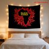 Bohemian Black Power Floral Tapestry Wall Decor Polyester Hanging Fabric for Living Room Bedroom Gothic Style Art Poster