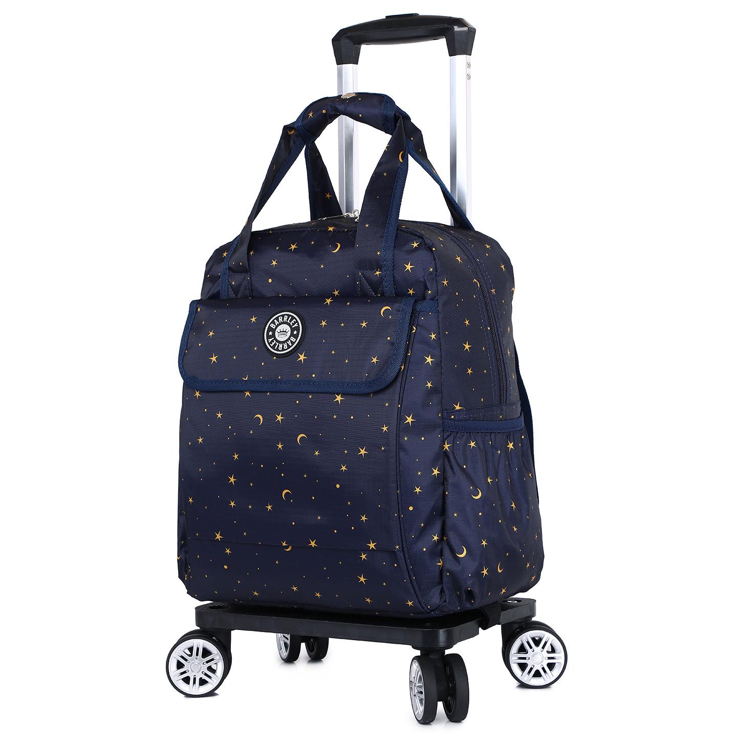 

Легкий женский складной рюкзак-тележка из оксфордской ткани с универсальными колесами - Свежий принт 16 Inch