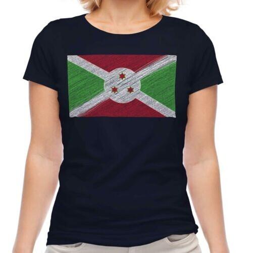 

Burundi scribbling flag women t-shirt gift Burundian football 2XL